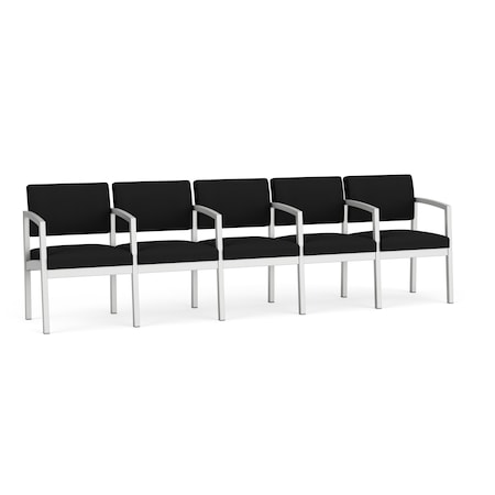 Lesro Lenox Steel 5 Seater with Center Arms, Black/Onyx Seat, Black/Onyx Back, 106.5 W 24.5 L 32 H LS5103